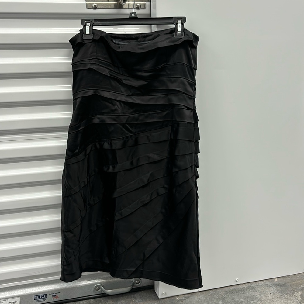 Gianni Bini Black Sleeveless Strapless Dress Tiered Pleated Side Zipper Party 12